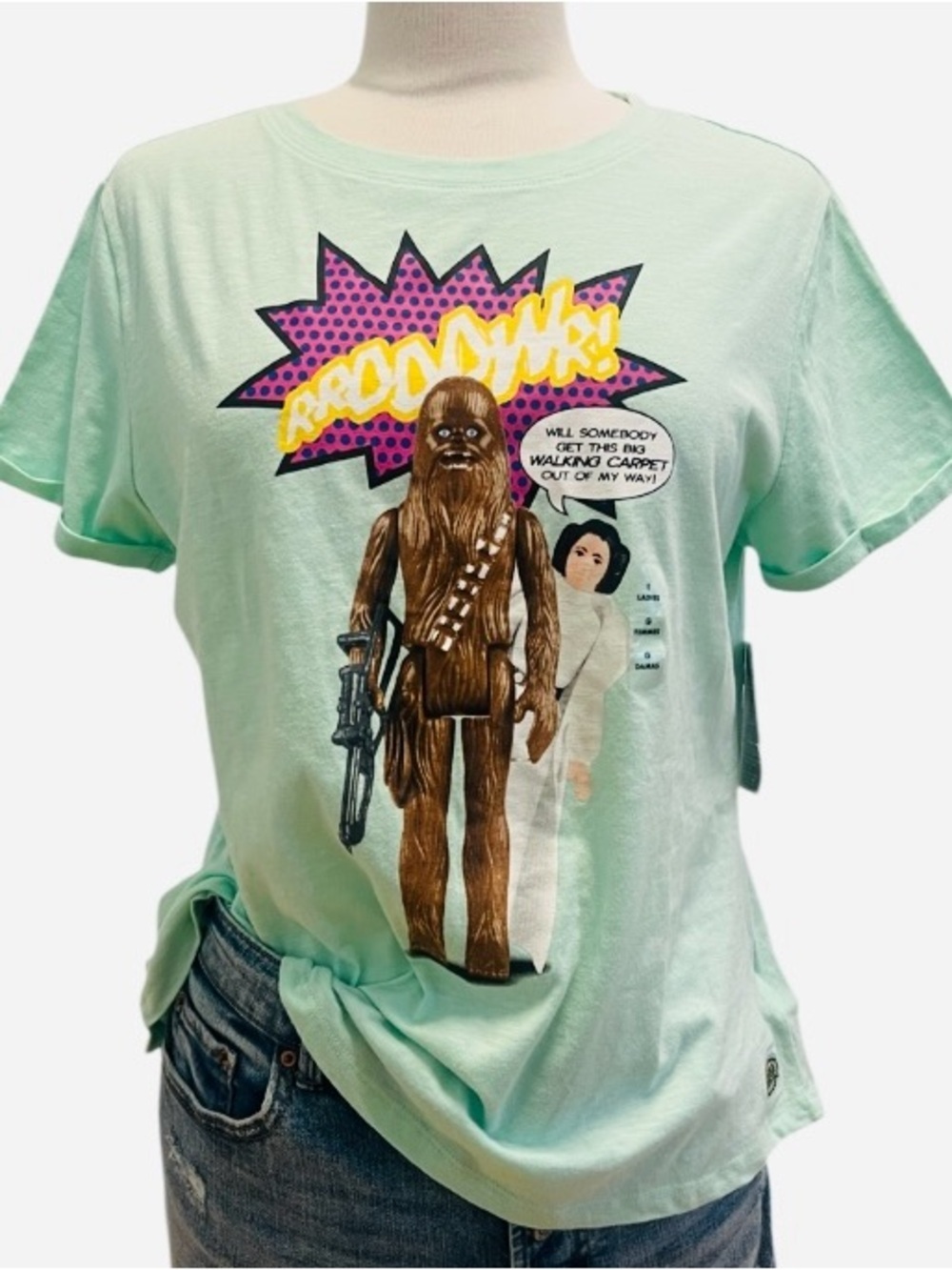 NWT -Disney Women’s Chewbacca Pop Art Graphic Tee in Mint Green